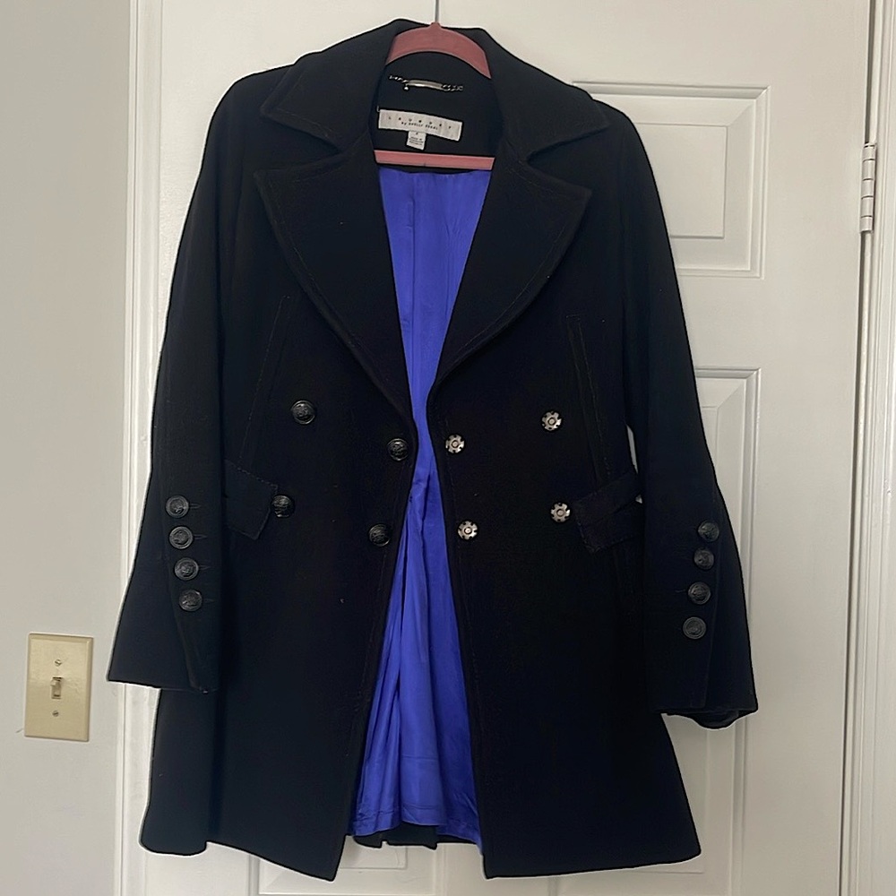 BEAUTIFUL BLACK WINTER WOOL COAT “Laundry”by Shelli Segal SIZE 4